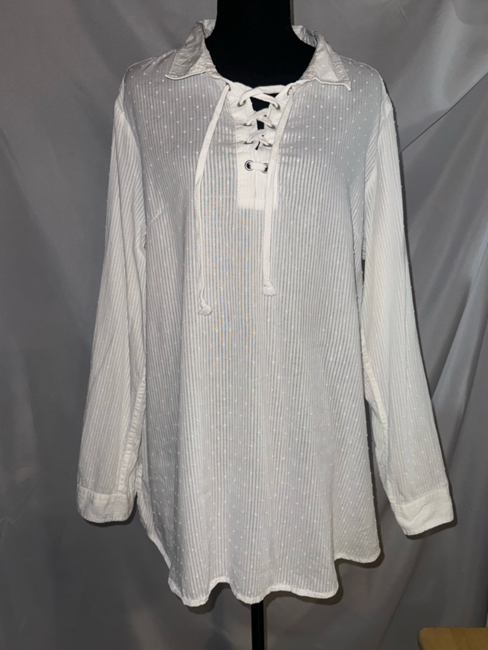 Ruff Hewn White Lace-Up Tunic Top